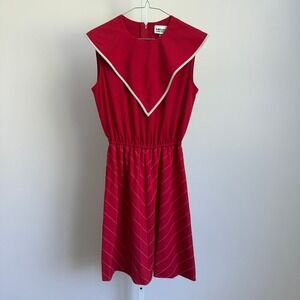 Melissa Petites Vintage Sailor Dress‎ Red White Sleeveless Retro Size 10